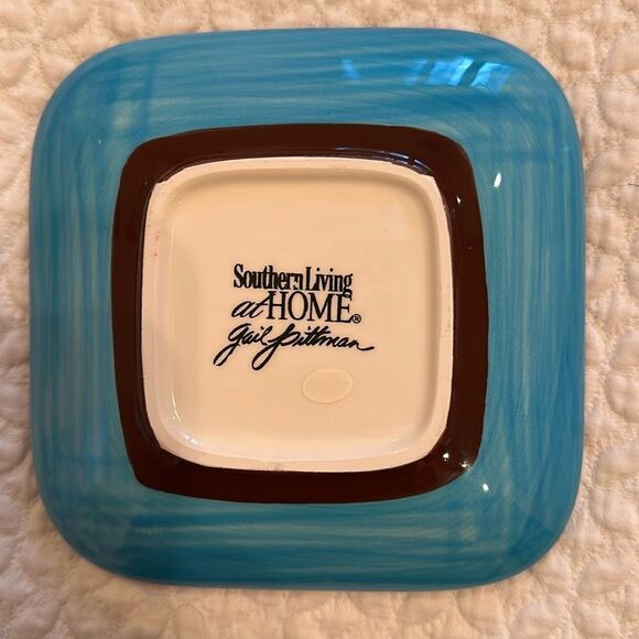 GAIL Pittman Brio Pattern Southern Living At Home 5 5/8” Square Appetizer Plate - Picture 2 of 4